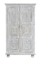 GINER Y COLOMER Armoire en bois de manguier blanc vieilli